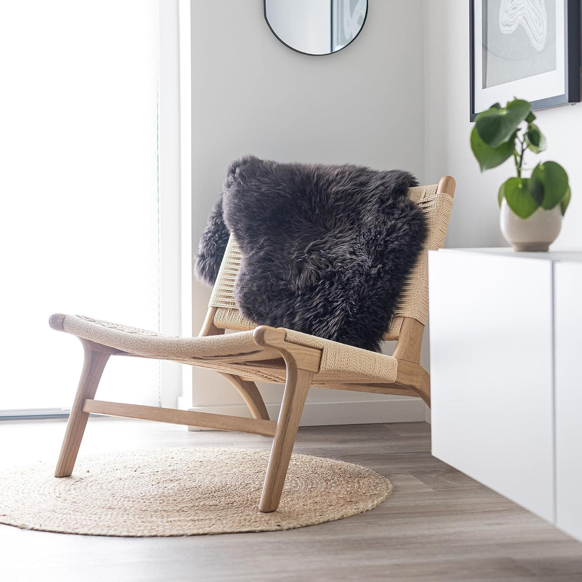 Skóra owcza Merino z długim włosiem 90x60 cm – Nordic Sheep