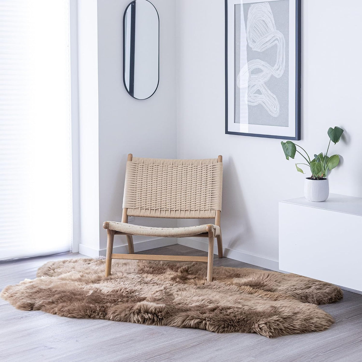 Dywan ze skór owczych Merino z długim włosiem 170x110 cm – Nordic Sheep