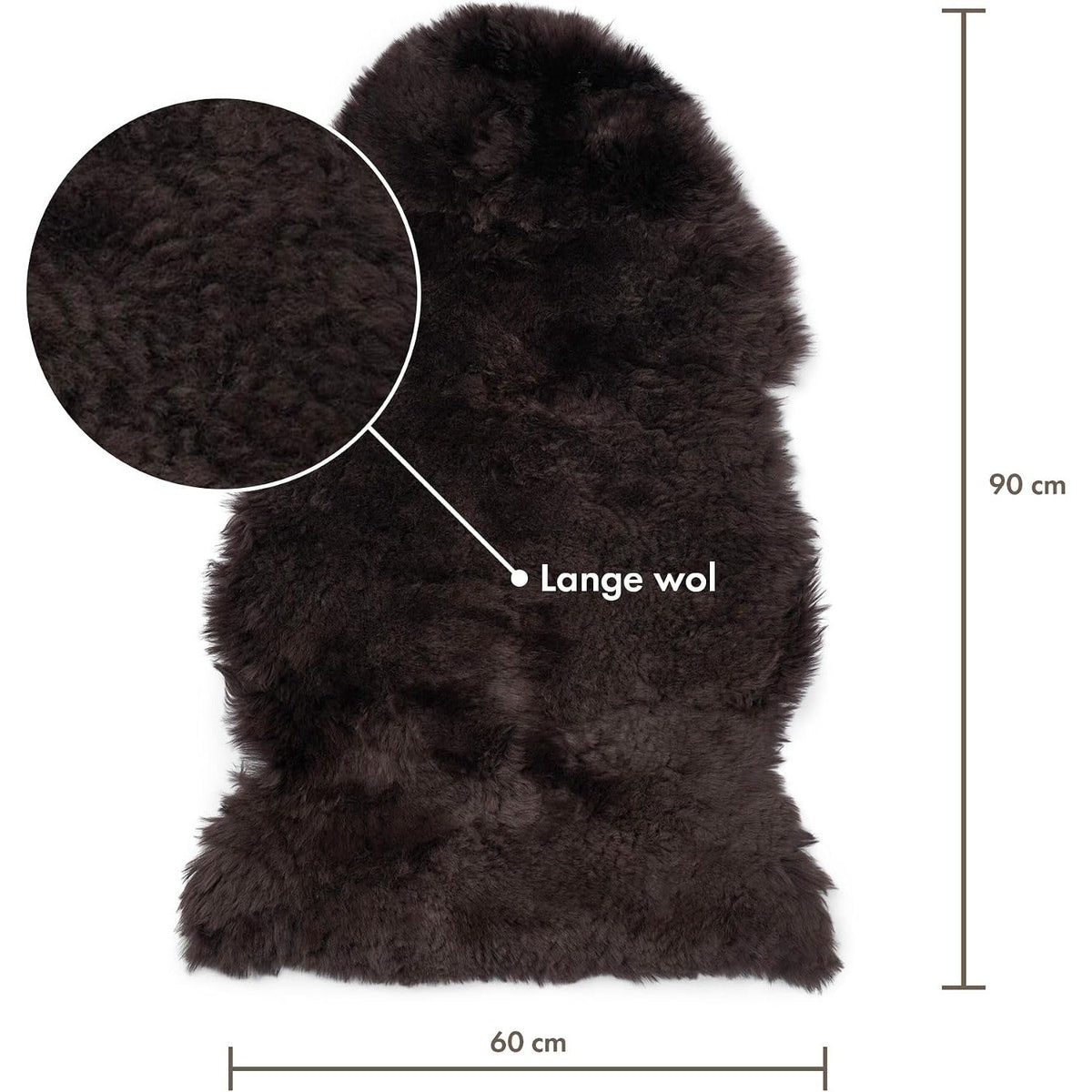 Skóra owcza Merino z długim włosiem 90x60 cm – Nordic Sheep