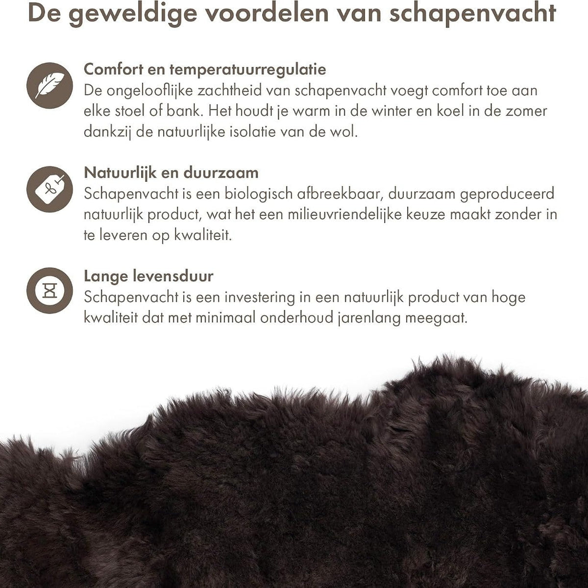 Skóra owcza Merino z długim włosiem 90x60 cm – Nordic Sheep