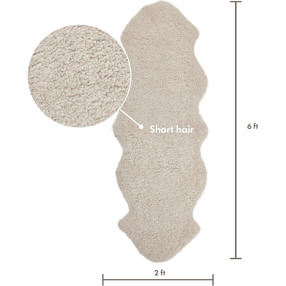 Podwójna skóra owcza Merino z krótkim włosiem 170x60 cm – Nordic Sheep