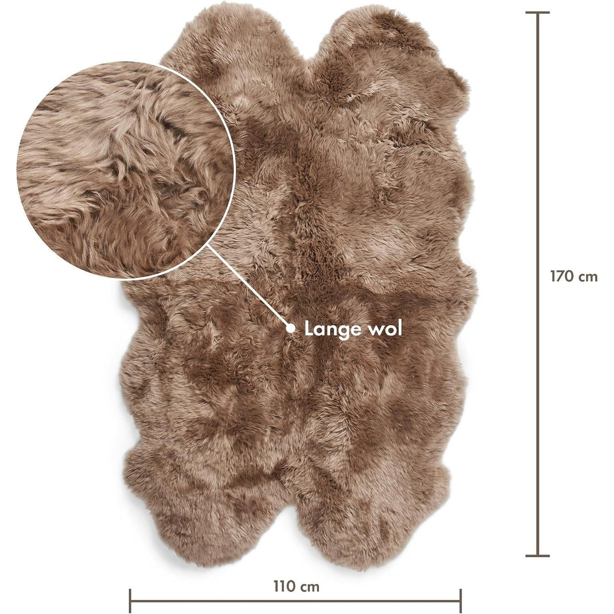 Dywan ze skór owczych Merino z długim włosiem 170x110 cm – Nordic Sheep